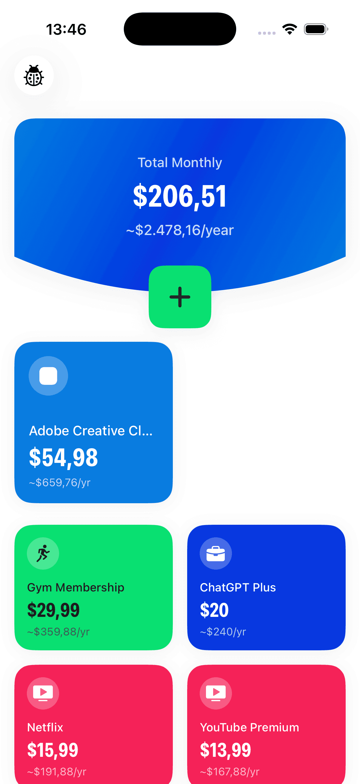 MySubscribe home-filled screen